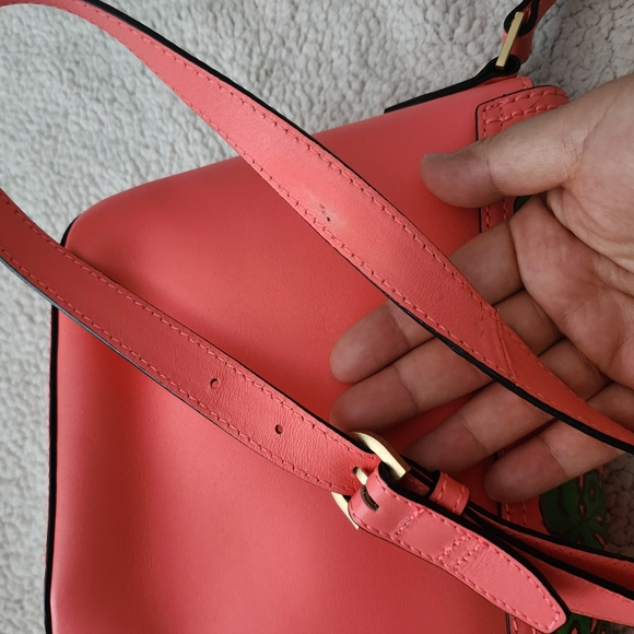 Kate Spade Saturday Hand Painted Monstera Heart Crossbody Bag Coral Green - Picture 8 of 16